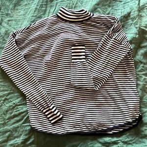 Madewell striped mock neck top - merino blend - black and white - small